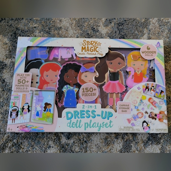 Story Magic Toys Story Magic Wooden Dress Up Dolls With Tin